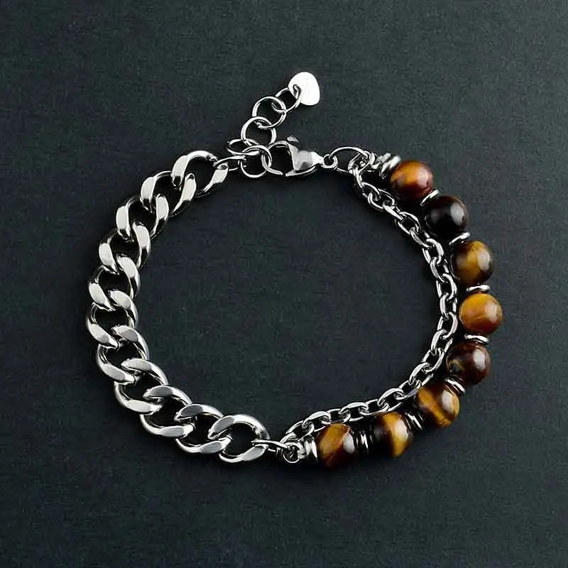 

New Classic Stone Bead Bracelet Men 6&8&10mm Handmade Lava Tiger Eye Stone Bead Strand Bracelet For Men Jewelry Gift