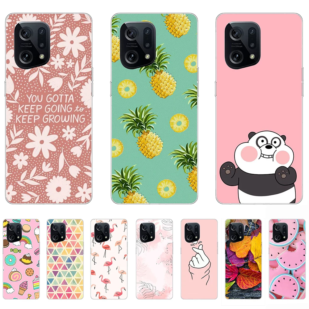 

Case for Oppo Find X5 X5Pro Lite Silcion Cute animal Back Cover shockproof Bumper Ultra-thin Half-wrapped Case Anti-Scratch