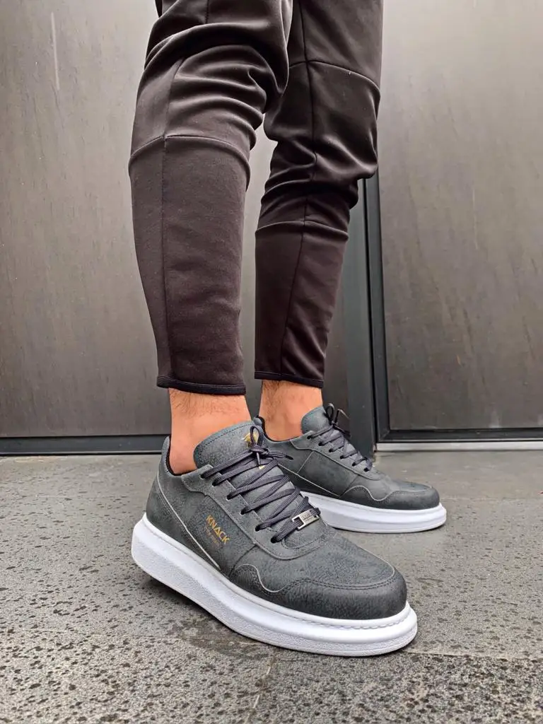 

Knack Men's Casual Shoes Gray Color Autumn Season Artificial Leather Cover High Stitched Sole Sturdy Material Buckle Detailed Elegant Showy Durable Healthy And Orthopedic Daily Outdoor Hiking Running Sports Shoes 040