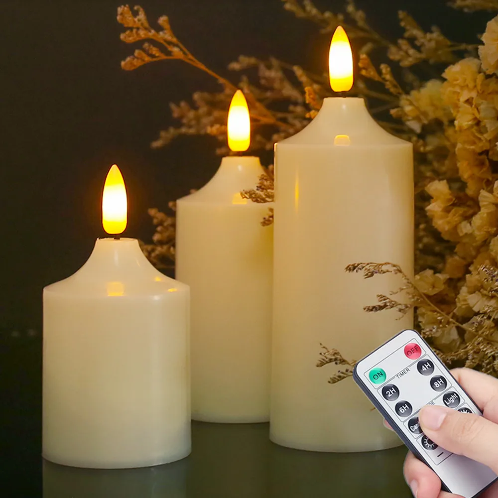 

Flickering Tealight Realistic Flameless LED Candles with Timer Remote Battery Operated Candles for Valentines Home Wedding Decor