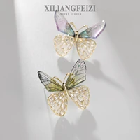 2022 european and american high end sense novel butterfly brooch female transparent color wings pin banquet accessories gifts