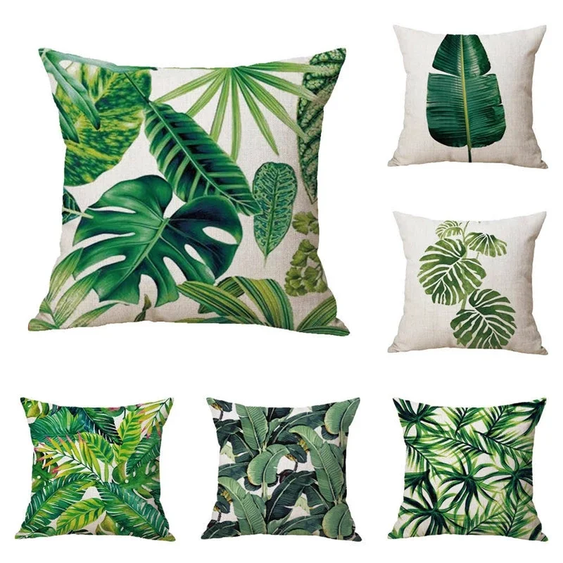 

Flowers Cover Tropical Series Pillowcase Linen Cushion Rainforest Pattern Outdoor Bamboo Polyester Protective Cover Cushion 70%