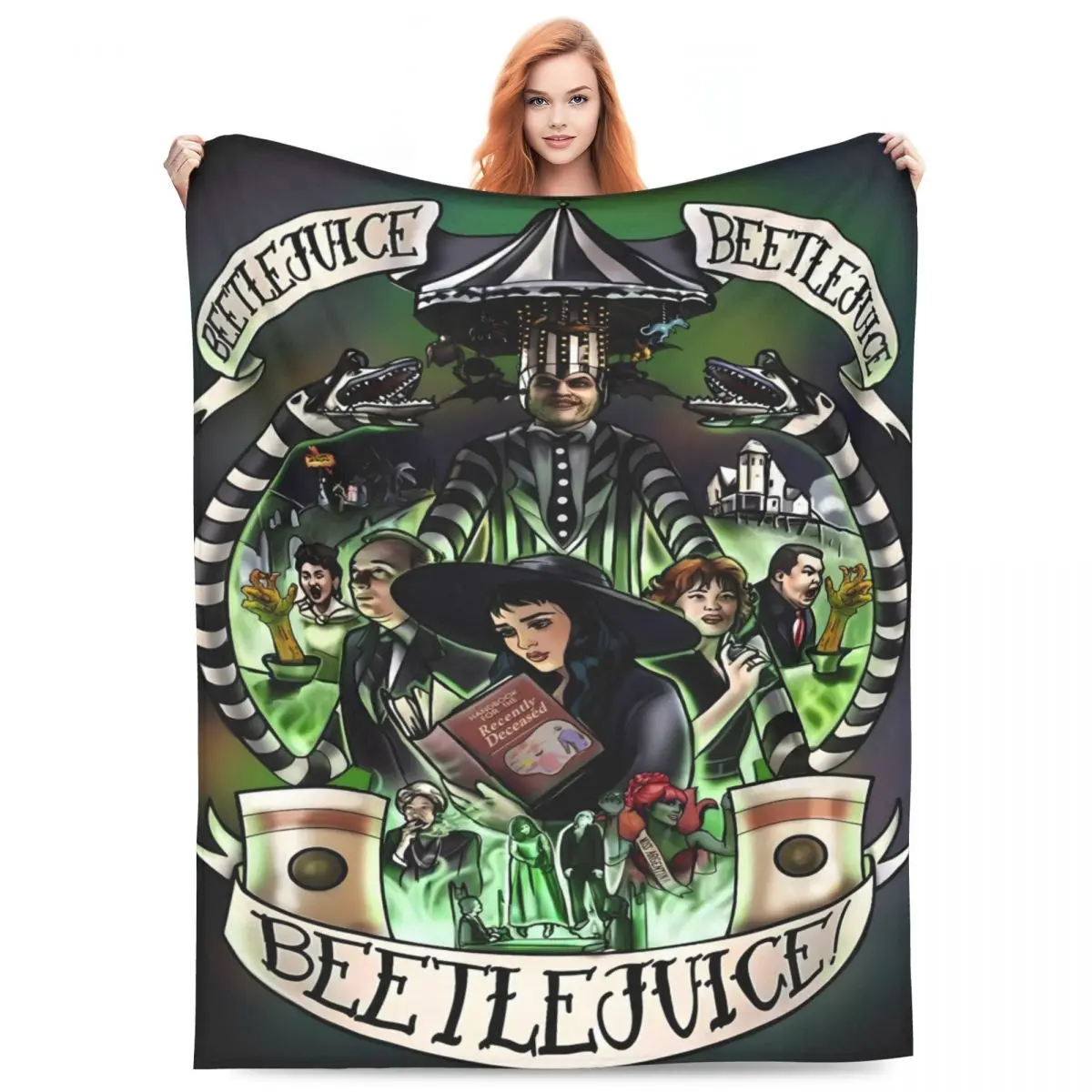 B-Beetlejuice готическое художественное одеяло мягкий теплый узор плюшевое для