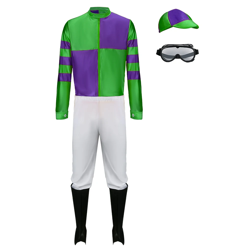 Фото Jockey Horse Racing Rider Хэллоуин Косплей Костюм Мужское нарядное платье Хэллоуин Карнавальная вечеринка Одежда для ролевых игр Зеленый Takerlama №5
