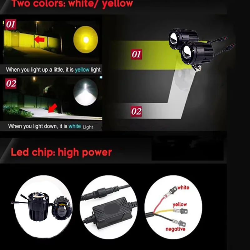 Мотоцикл мини-фара дальнего света универсальный двухцветный ATV скутер для