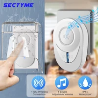 sectyme wireless doorbell outdoor ip44 waterproof smart home door bell euus plug 48 chords led flash home security alarm chime
