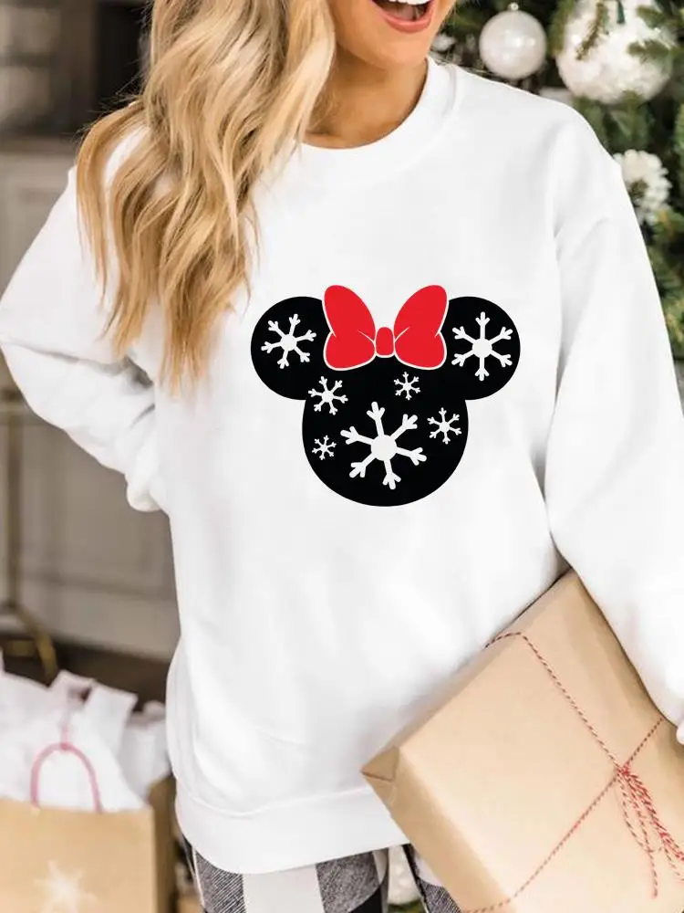 

Fashion Clothing Merry Christmas New Year Ladies Female Snowflake Mouse Ear Trend Women Holiday Pullovers Graphic Sweatshirts
