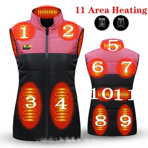 Imported 11 Area Electric Vest Heated Body Warmer Men Electric Heated Warm Vest USB Charging Washable Women W