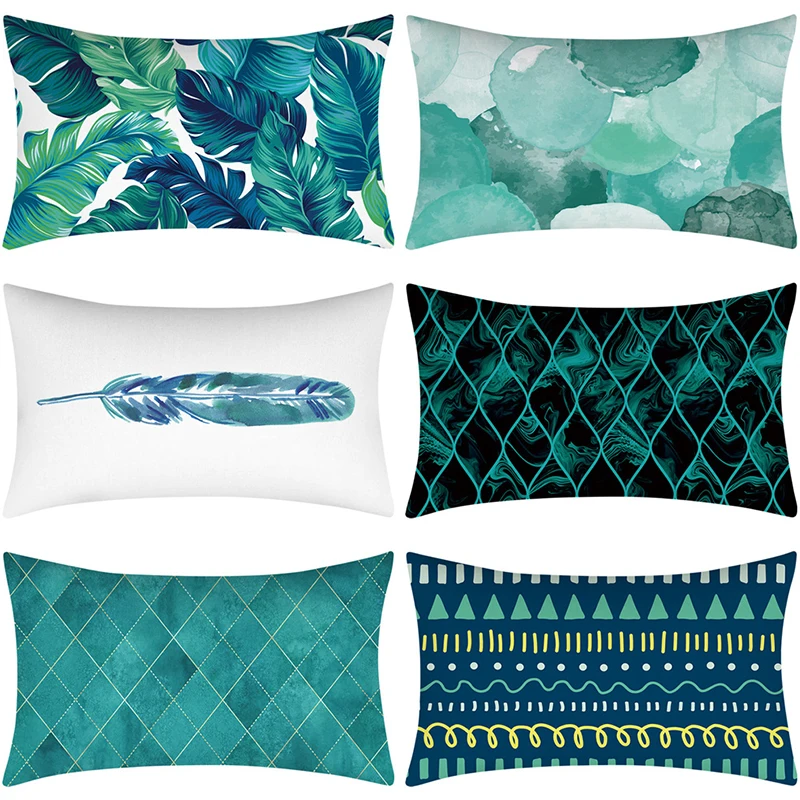

Green Tropical Plants Pillow Cover 30 x 50 Decorative Throw Pillow Covers Polyester Pillowcase Abstract Printing Pillow Cases