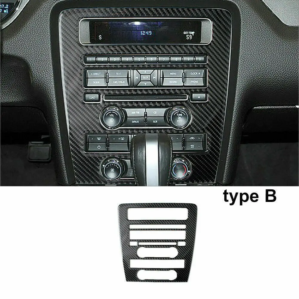 

Carbon Fiber Auto Car Center Console Panel Cover Trim Car Interior Accessories Black For Ford Mustang 2009-13