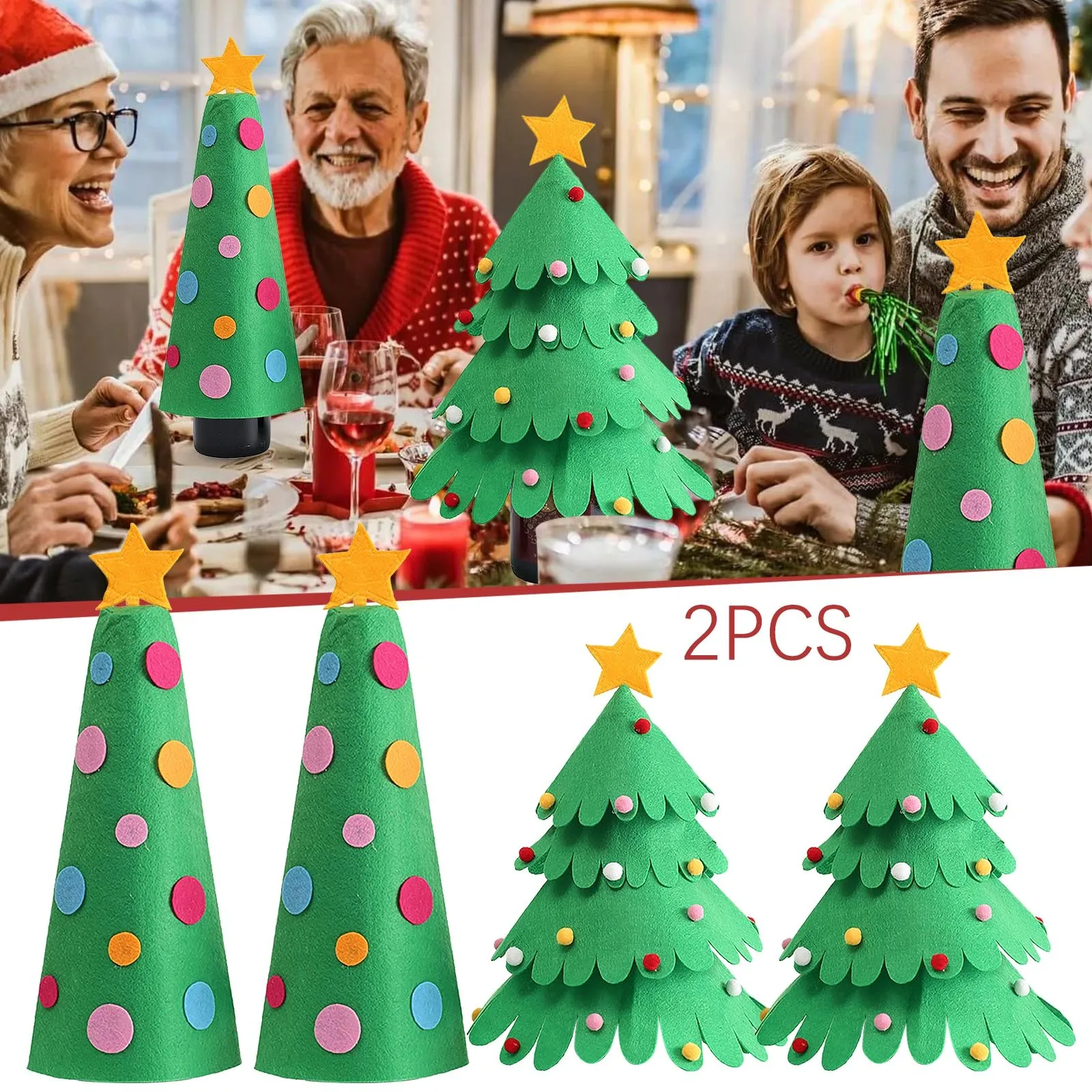 

2 шт., новогодние украшения для бутылок вина