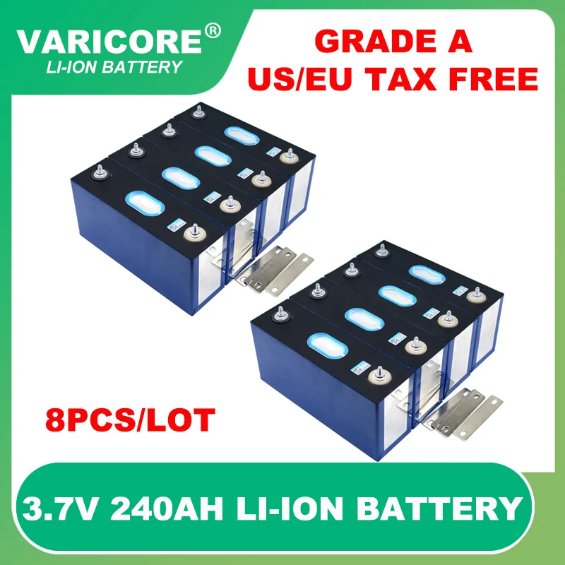 8pcs 3.7v 240Ah Lithium battery Power Cell for 12v 24v 36v travel caravan Electric vehicle Off-grid Solar Wind Grade A Tax Free