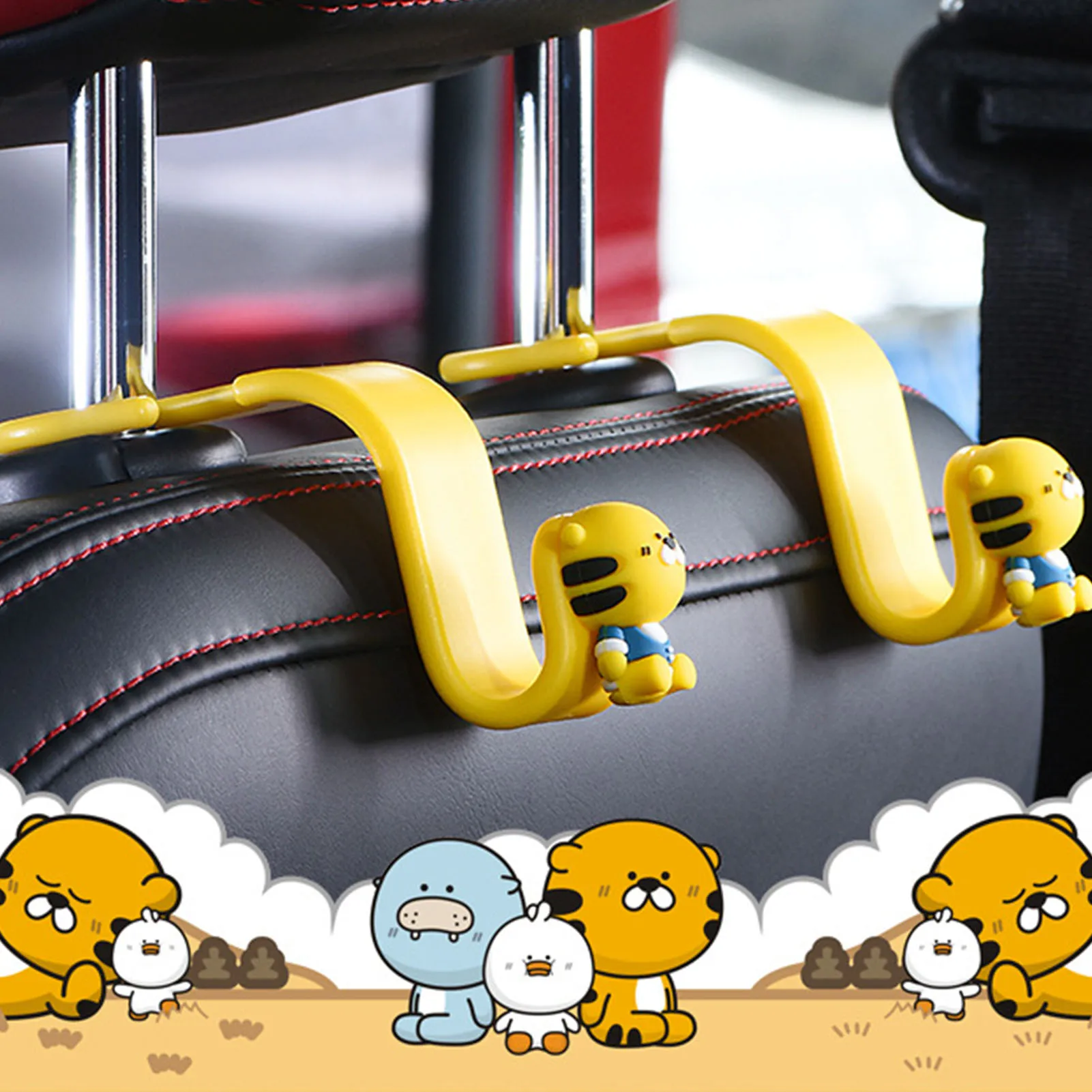 

1Pc Cute Cartoon Car Seat Back Hook Universal Headrest Hanger Car Accessories Interior Portable Holder Storage For Bag Clothes