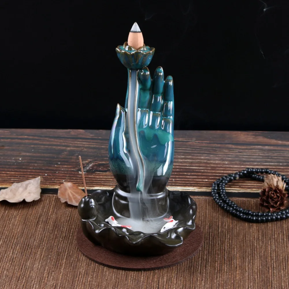 

Buddha's Hand Golden Carp Backflow Incense Stove Ceramic Household Incense Fumigation Stove Tea Ceremony Decoration