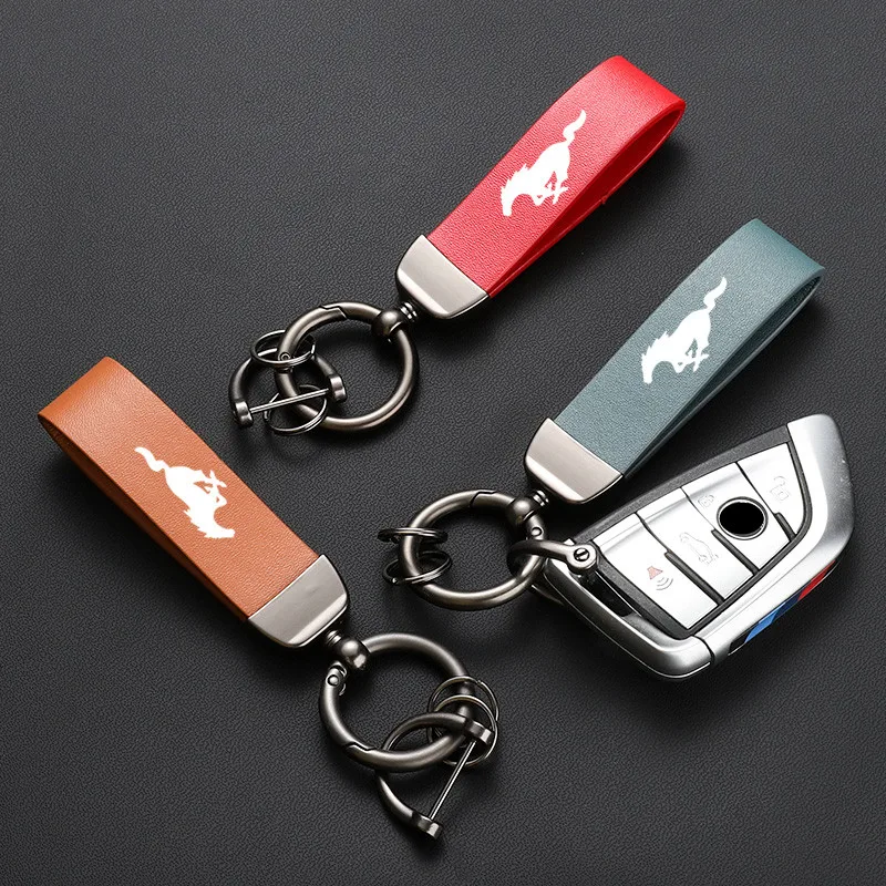 

High-end PU Car Keychain Pendant Key Chain Holder Key Car Trinket Keyring For Ford Mustang GT 350 500 2015 2016 2017 2018 SHELBY