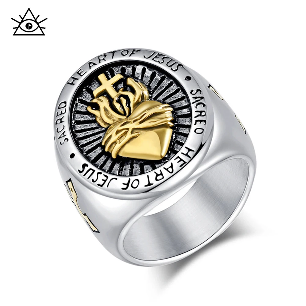 Европейский и американский литературный ретро титановый стальной крест кольцо