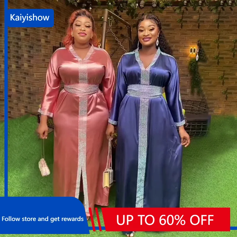 

2023 летнее модное платье в африканском стиле для женщин с длинным рукавом и V-образным вырезом, фиолетовое, темно-синее длинное платье, макси платье в африканском стиле для женщин