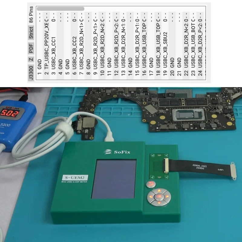 

SoFix S-UEM2 для Macbook USB-C EDP Meter Detector Connector Logic Board 2016-2020 A1706 A1708 A1707 A1989 A1990