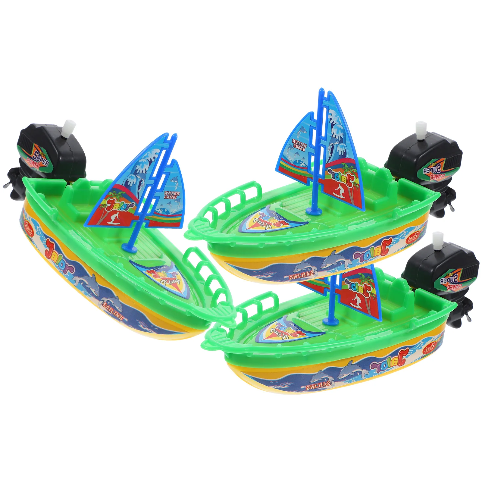 

3pcs Kids Bathtub Toy Windup Bathtub Toy Cartoon Bath Toy Sailboat Shape Toy Wind Up Toy