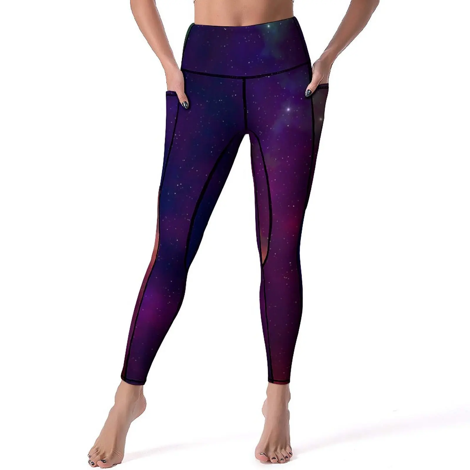

Clouds Galaxy Yoga Pants Sexy Stars Print Custom Leggings Push Up Workout Leggins Women Aesthetic Stretchy Sports Tights