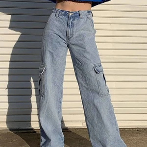 Yitimoky 2022 Streetwear Baggy Jeans Women Y2K Big Pockets Wide Leg Cargo Pants Loose High Waist Str in Pakistan