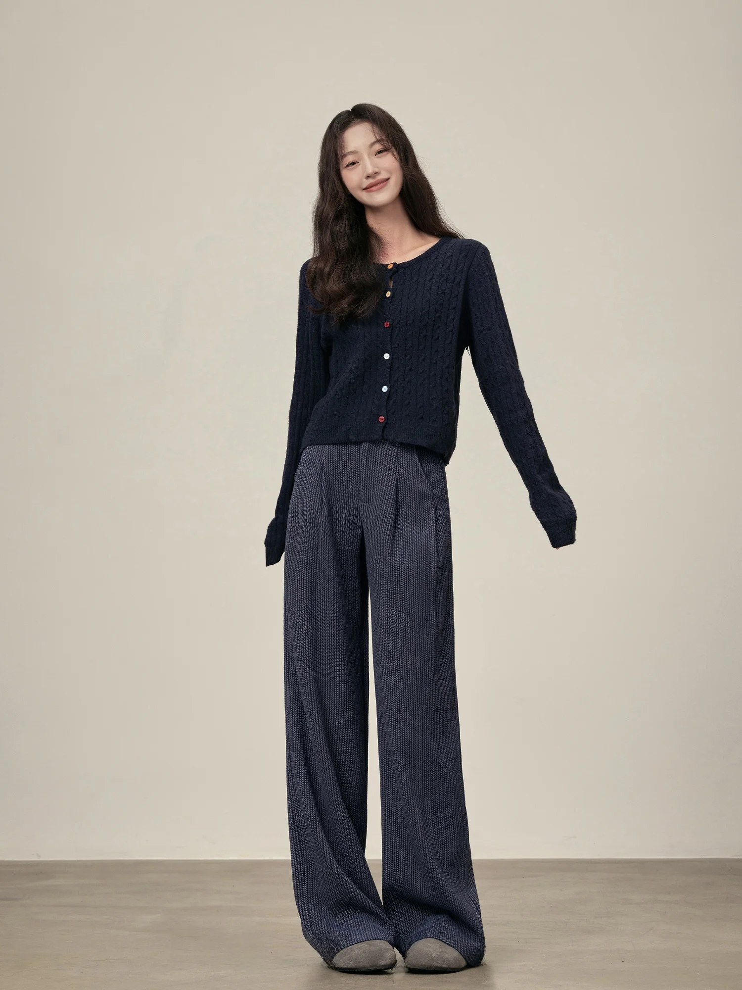 Маленький темно-синий шерстяной свитер Rising женский осенне-зимний свободный