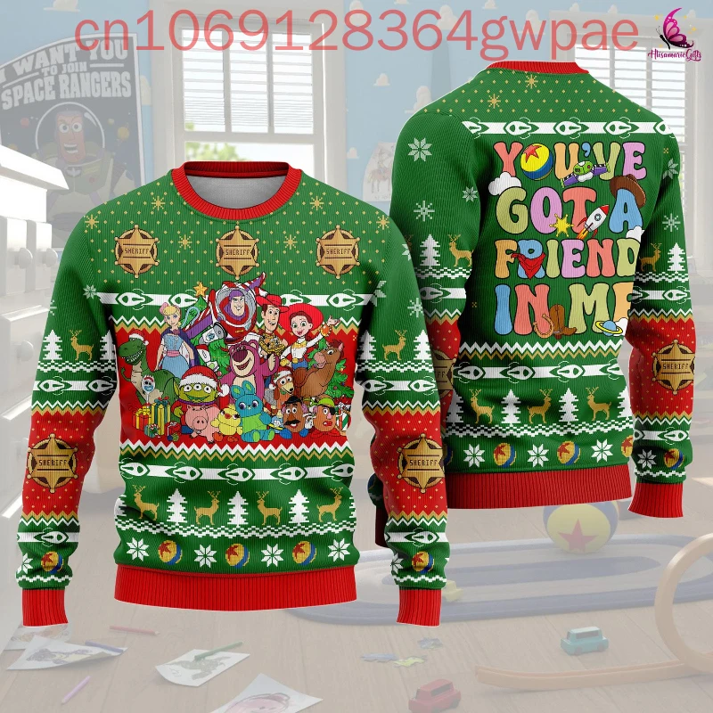Disney Toy Story Movie Christmas Ugly Sweater Character Xmas Sweatshirt Woody Buzz Lightyear Santa Hat Shirt Magic Kingdom Gift