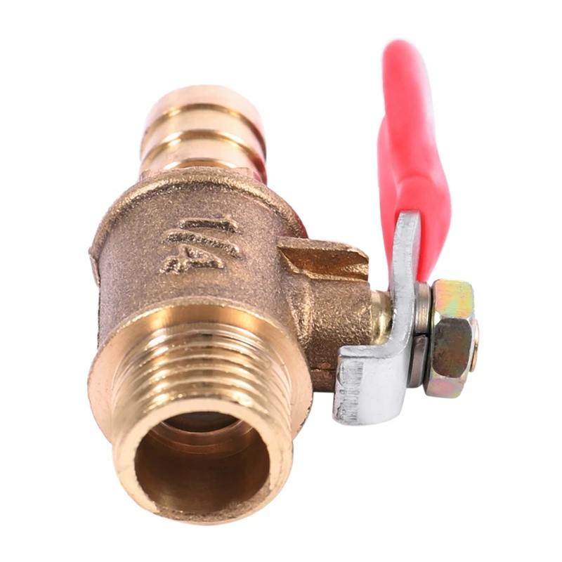 

5 Pcs 10Mm X 1/4 Inch PT Male Thread Full Port Lever Handle Hose Barb Brass Ball Valve
