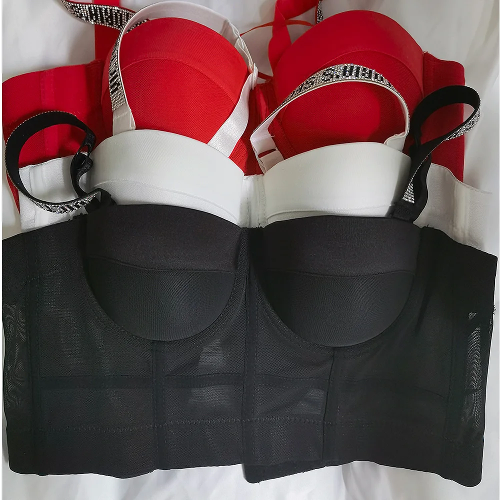 Rhinestone Sexy Bra For Women Fashion Push Up Bras Lingerie Full Cup Bralette Underwear Brassiere Cropped sling Top Vestwholesal