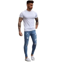 high waist men jeans ripped skinny tight denim pants causal high streetwear zipper fly personality slim fit male new pencil jean