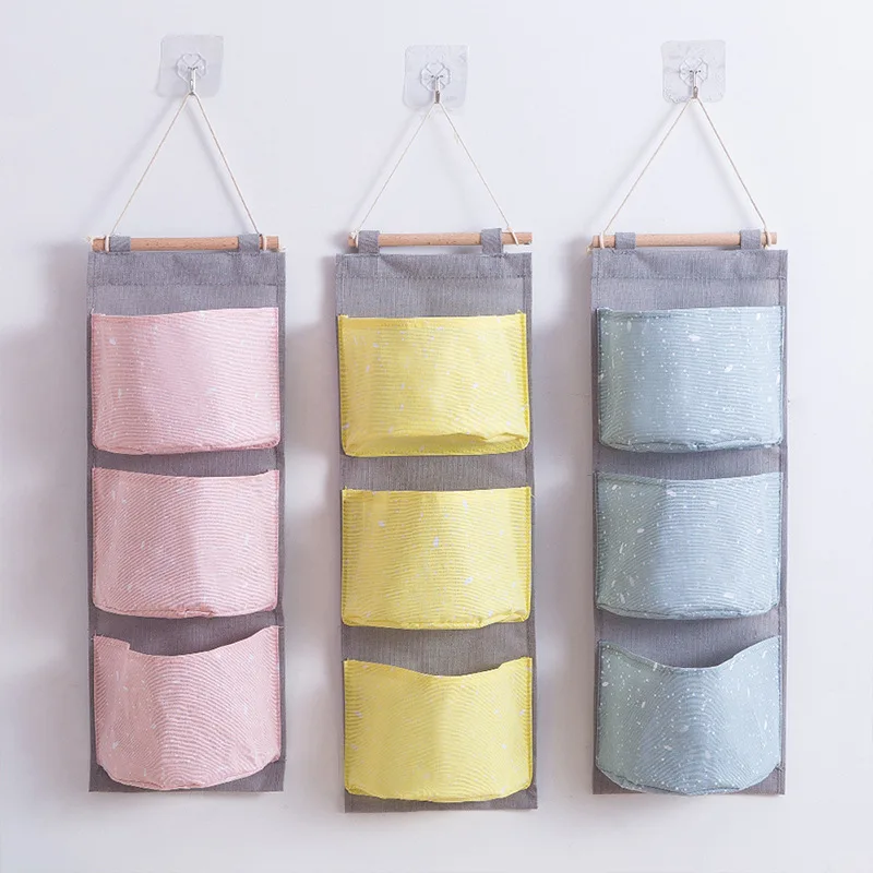 

3-Pocket Oxford Cloth Wardrobe Storage Hanging Bag Wall Door Hanging Sundries Storage Bags Pouch Organizer