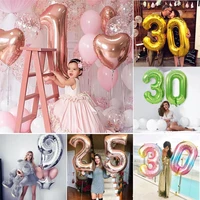 163240inch big number foil balloon rose gold silver digital balloons birthday party decoration baby shower large air globos