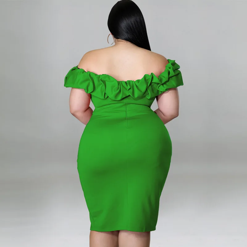 2023 Spring Women Dress Ruffle Off Shoulder Fashion Elegant Cloth Female Casual Luxury Gown Plus Size Evening Party New In Dress