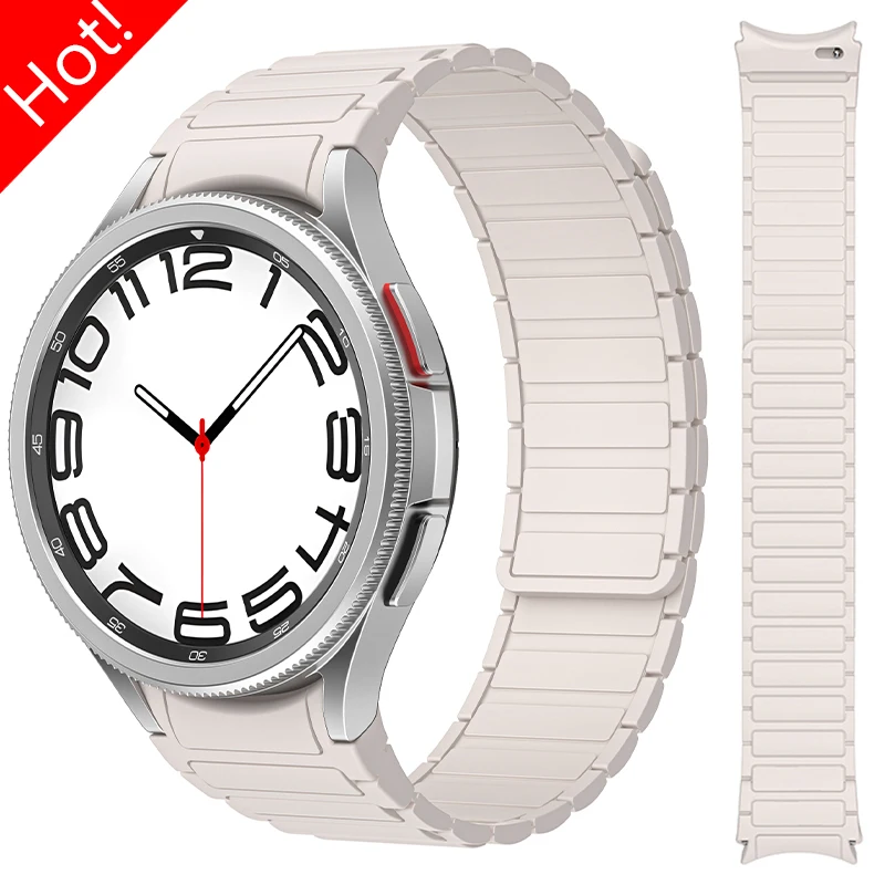 Ремешок силиконовый для Samsung Watch Galaxy 6 4 Classic магнитный браслет без зазора 45 мм 43 47 42