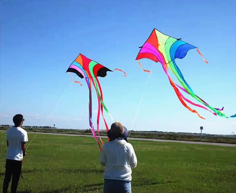 Бесплатная доставка Радужные высокие воздушные змеи летающие для детей струнная