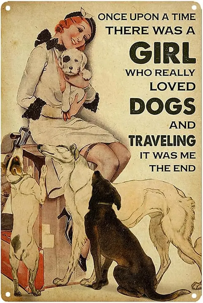 Wonderful Creture Sexy Grl Vntge Wll Decorton Tn Metl Sgns rtwork - Once Upon Tme There Ws Who Relly Loved Dogs ​ Забавный