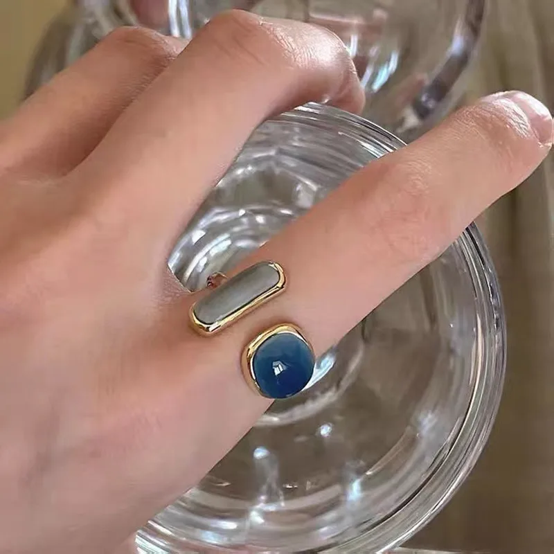 

2022 New Adjustable Colorful Drip Glaze Ring Women Fashion Retro Geometric Gold Colour Metal Rings Wedding Jewelry Birthday Gift