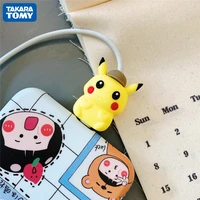 pokemon pikachu mini data cable protective for iphone cartoon figure charmander bulbasaur model cute silicone accessories gift