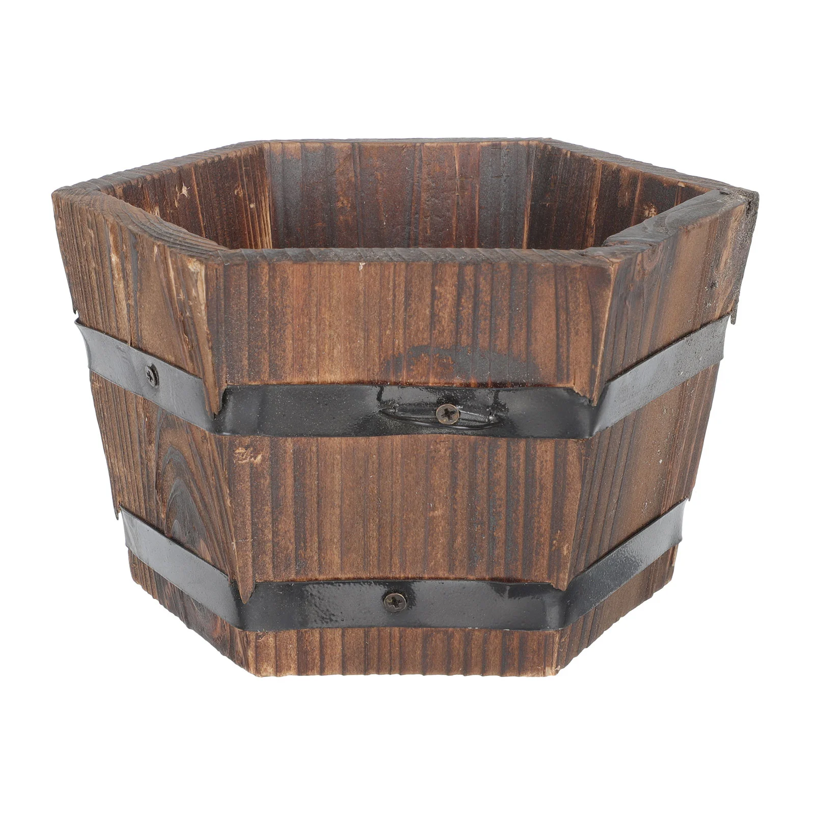 

Carbonized Wood Flowerpot Planter Pots Indoor Plants Home Planters Wooden Barrel Adornment Desktop Gardening Decorative