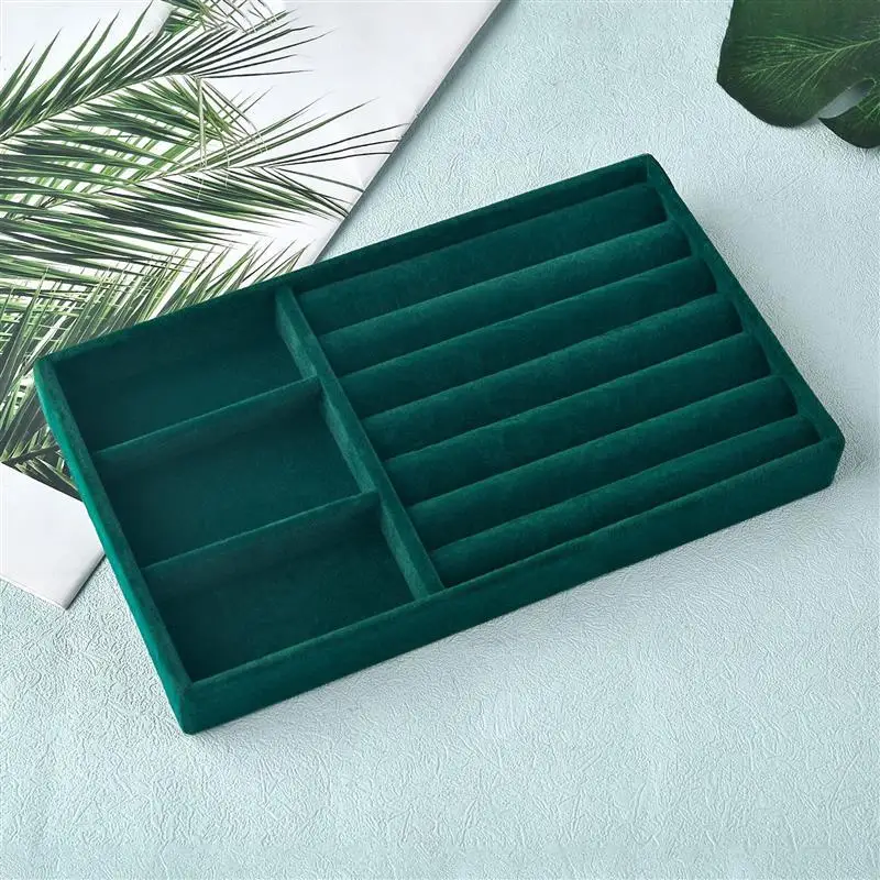 

Черный органайзер для ювелирных изделий, бархатный лоток для хранения ювелирных изделий, дисплей, кольцо, браслет, ожерелье, ящик для хранения, витрина, ящик-органайзер, лотки