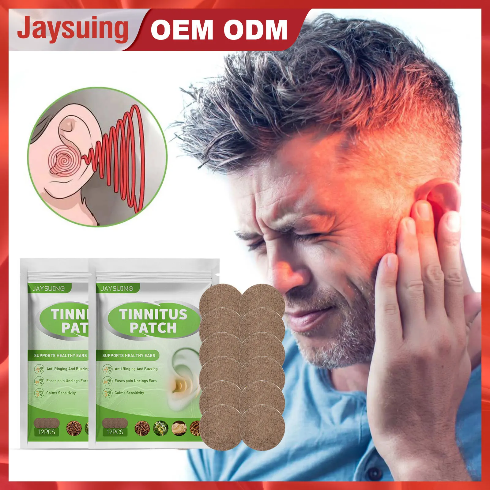 

Jaysuing Tinnitus Treatment Patch Ear Ringing Relief Carsickness Protect Hearing Loss Sticker Health Care Fast and Free Shipping