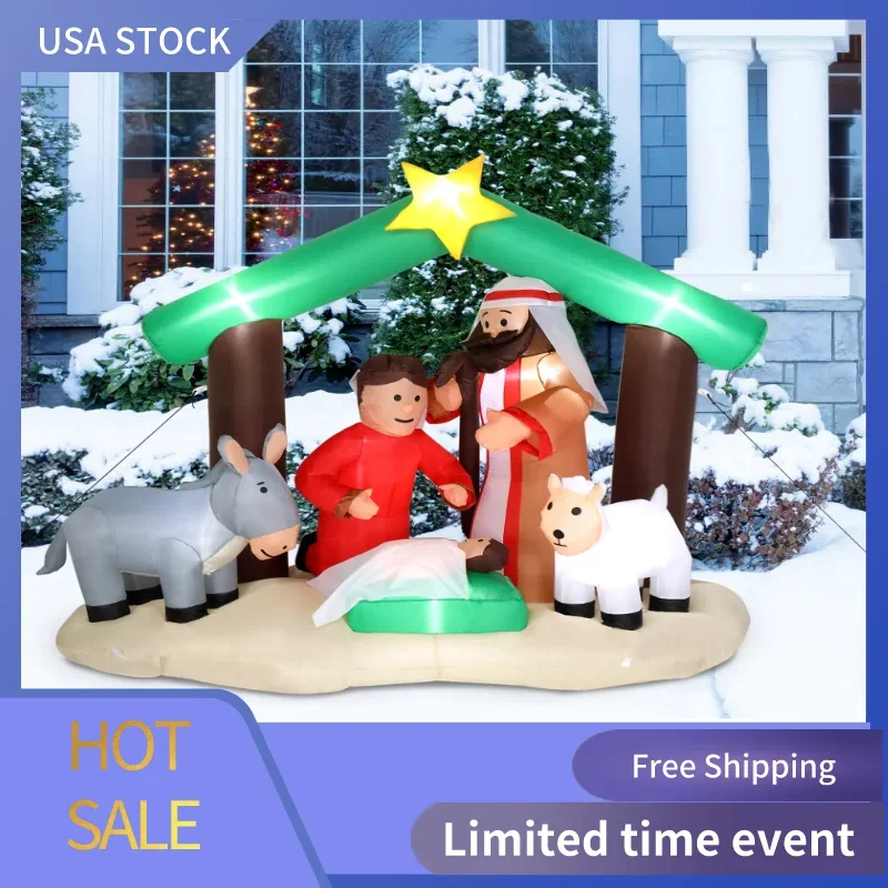 

Ktaxon 6ft Christmas Nativity Scene Inflatable Holy Family Pre-Lit Baby Jesus Christmas Outdoor Decor