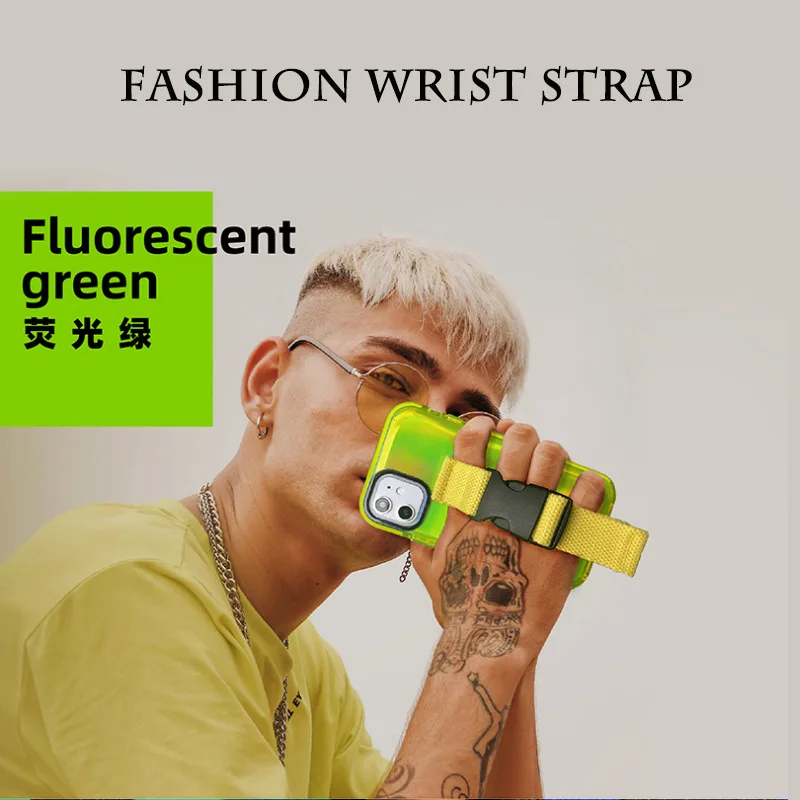 

Fashion Fluorescent Wrist Strap Lanyard Holder for IPhone13Pro Max 12 11 X/xs/xr/xs Max Creative Anti-fall Couple Phone Case