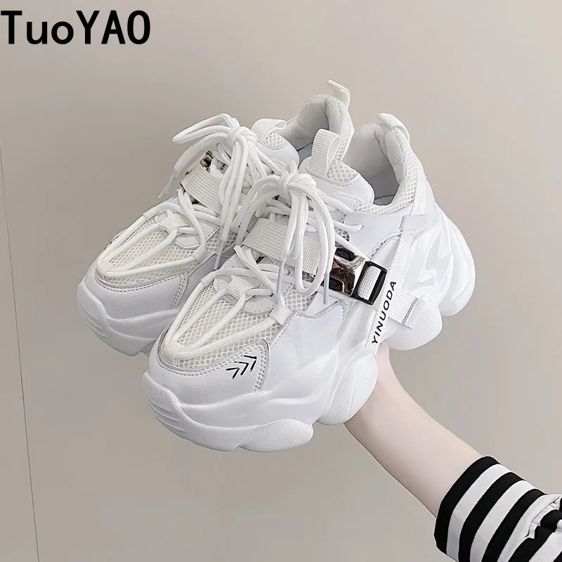 

Кроссовки женские массивные, Вулканизированная подошва, повседневная обувь для пожилых людей, белые, черные, 7 см, весна 2022