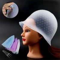 new reusable salon highlighting dye hair coloring frosting cap with metal hook blue