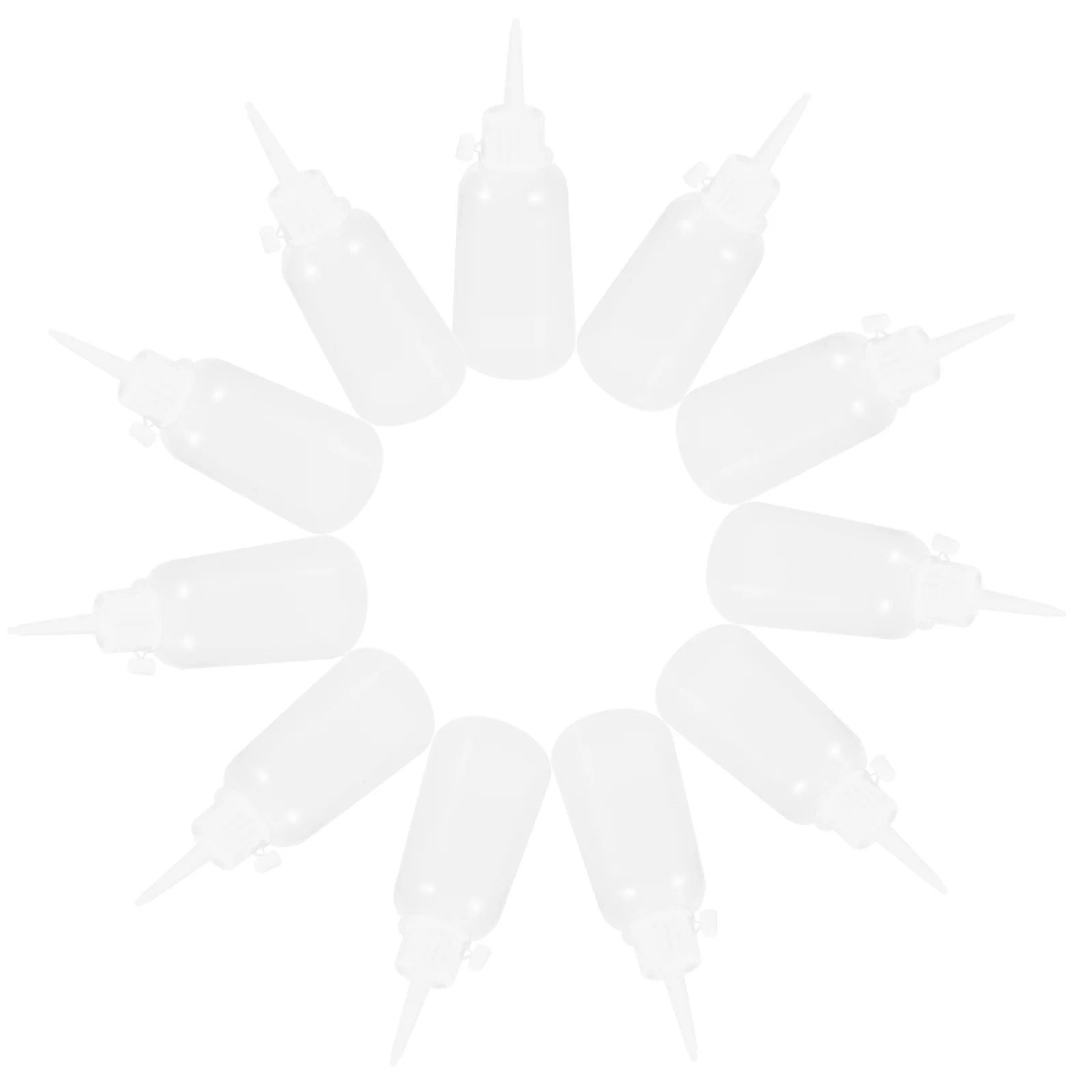

10 Pcs Hair Dye Mini Water Bottle Small Tip Plastic Bottles Caps Pointed Mouth Needle Glue Compact Reusable Daily