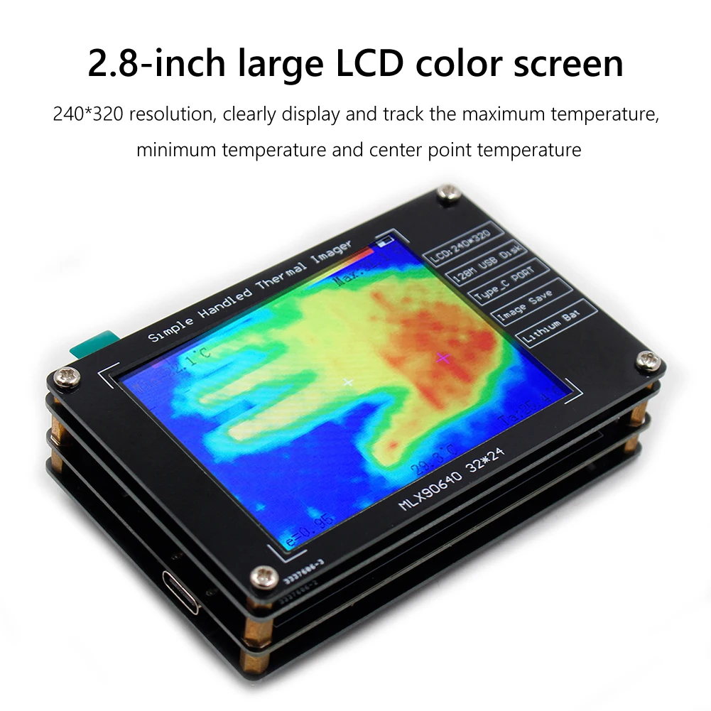 

MLX90640 Digital Infrared Thermal Imager USB Power Supplys TFT Display Handheld Infrared Temperature Sensors Detection Tool