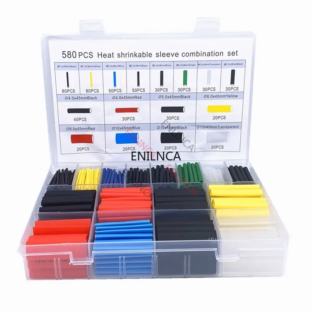 

127-750pcs Heat-shrink Tubing Thermoresistant Tube Heat Shrink Wrapping Kit Electrical Connection Wire Cable Insulation Sleeving