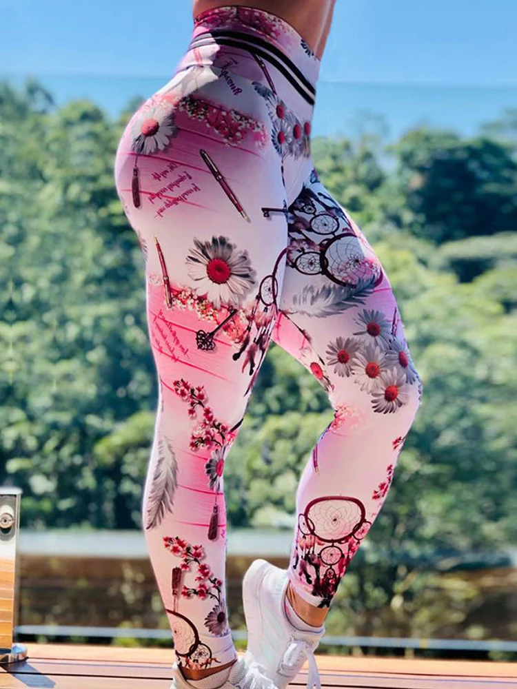 Workout Tights Fitness Jeggings Print Leggings Women Soft Outfits Yoga Pants High Waisted Gym Wear Elastic Spandex Leggins
