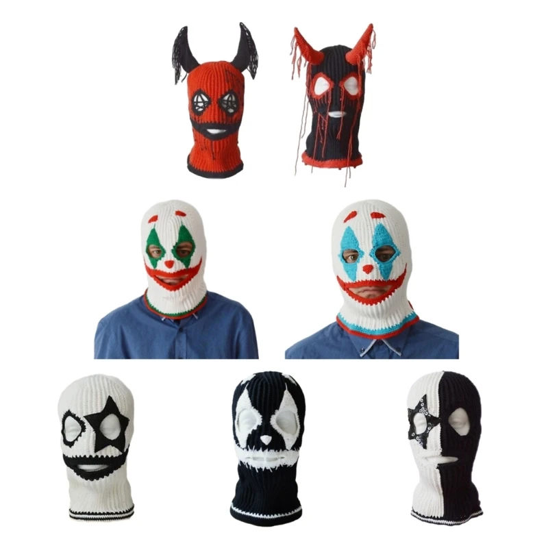 

Scary Balaclava Cap Halloween Knitting Beanie Hat Adult Unisex Winter Warm Hat